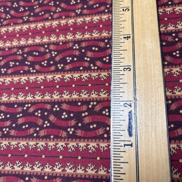 Andover Fabrics Burgundy & Gold Holiday Print Cotton Quilting Fabric 19"x34" - Picture 3 of 6